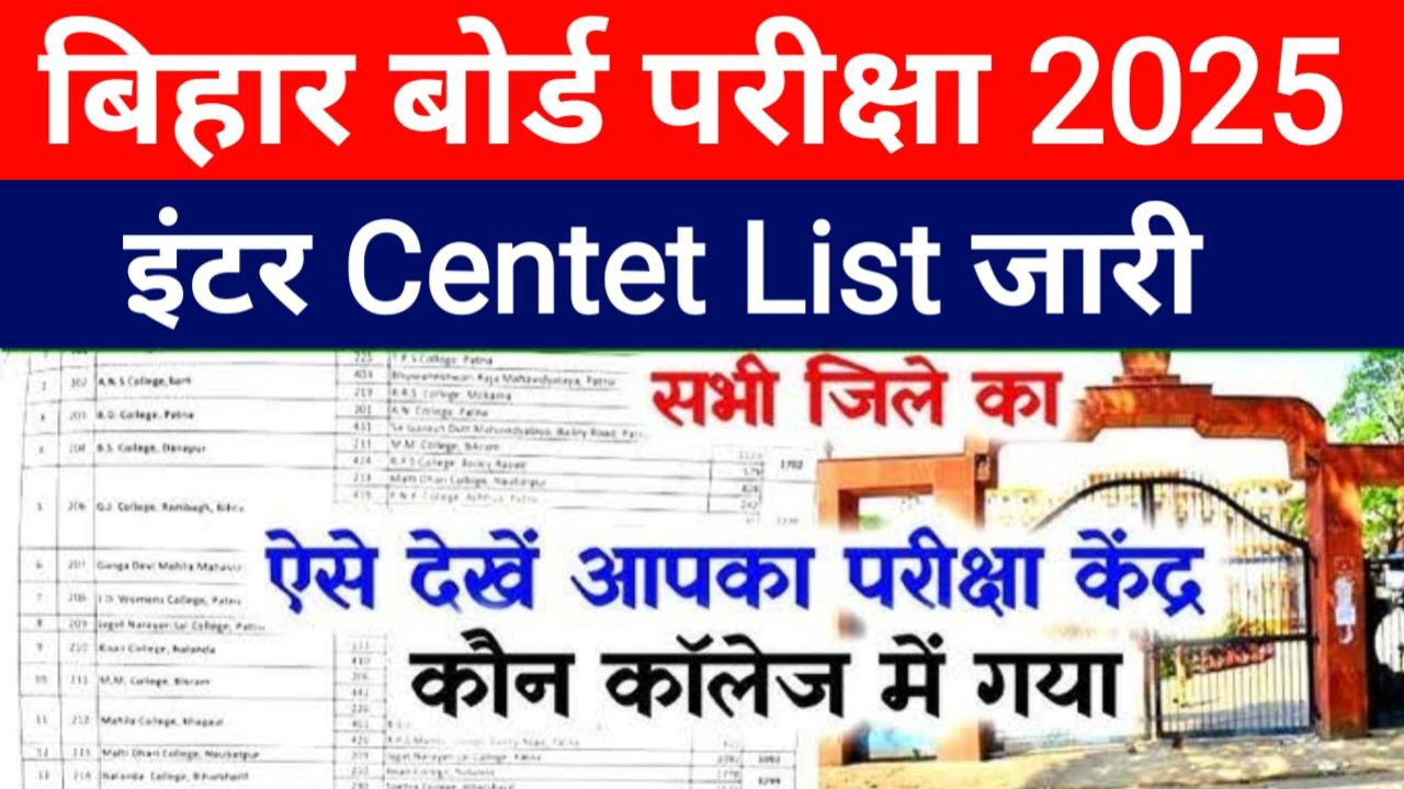 Bihar Board 12th Center List 2025