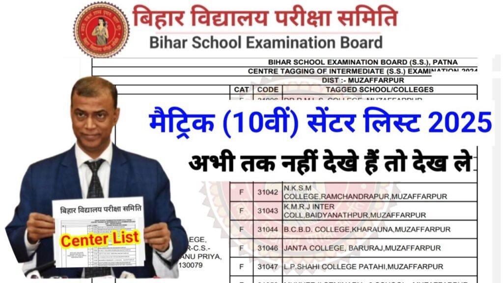 Bihar Board 10th Center List 2025 Download PDF